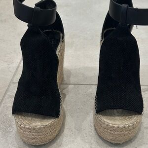 Marc Fisher Black Espadrille Wedges